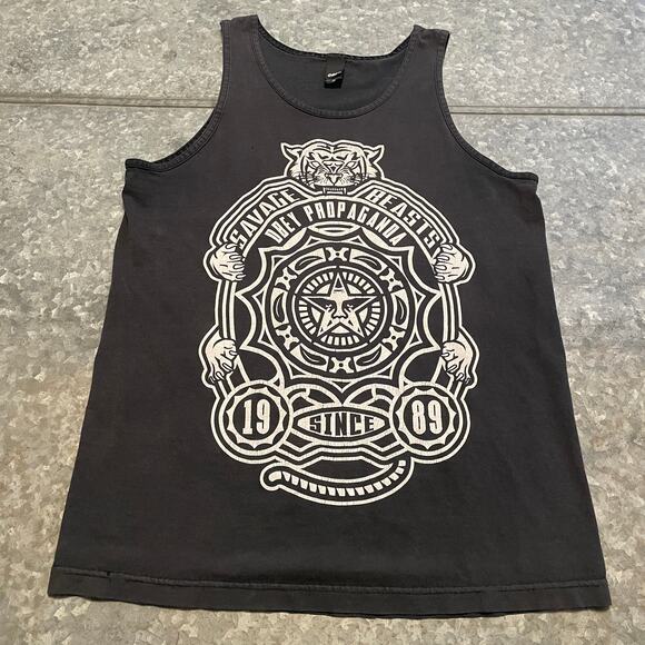 Vintage Obey Propaganda Savage Beasts Since 1989 Tank Top Mens Medium Y2K Shirt - Picture 1 of 11